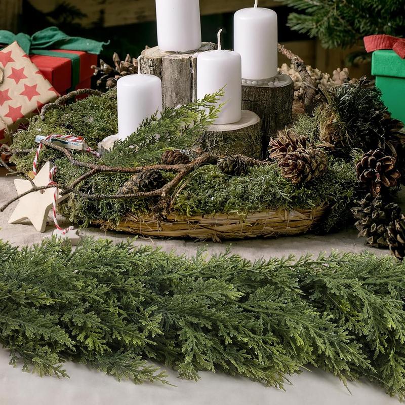 9FT Artificial Cedar Christmas Garland – Soft, Thick & Natural Green