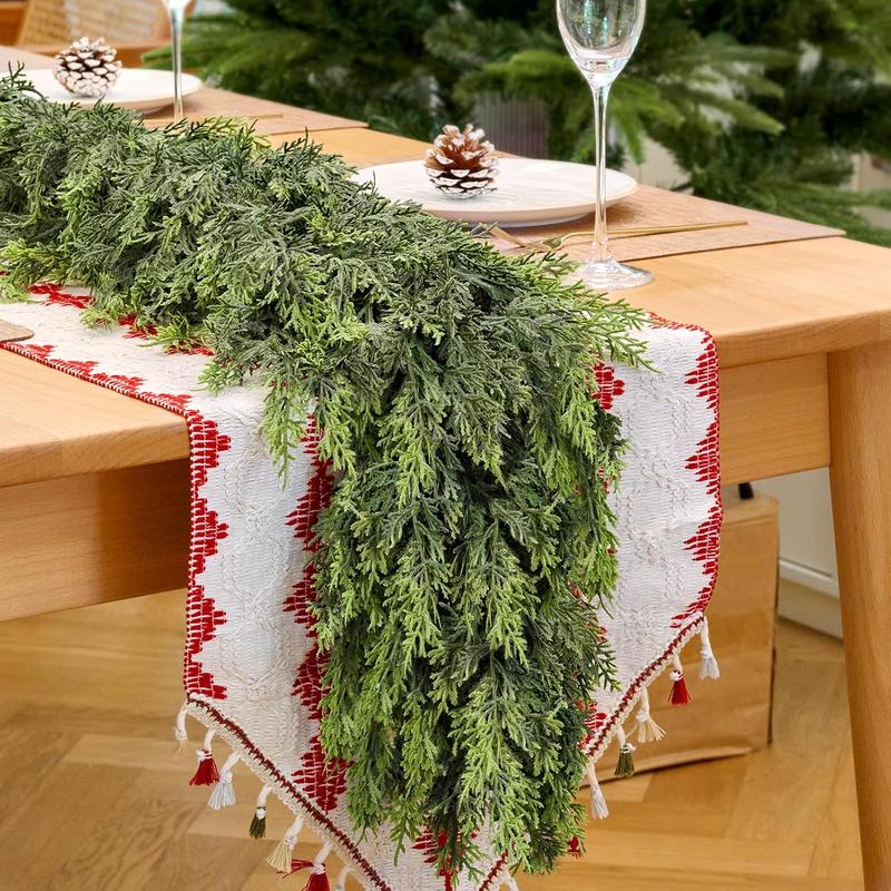 9FT Artificial Cedar Christmas Garland – Soft, Thick & Natural Green