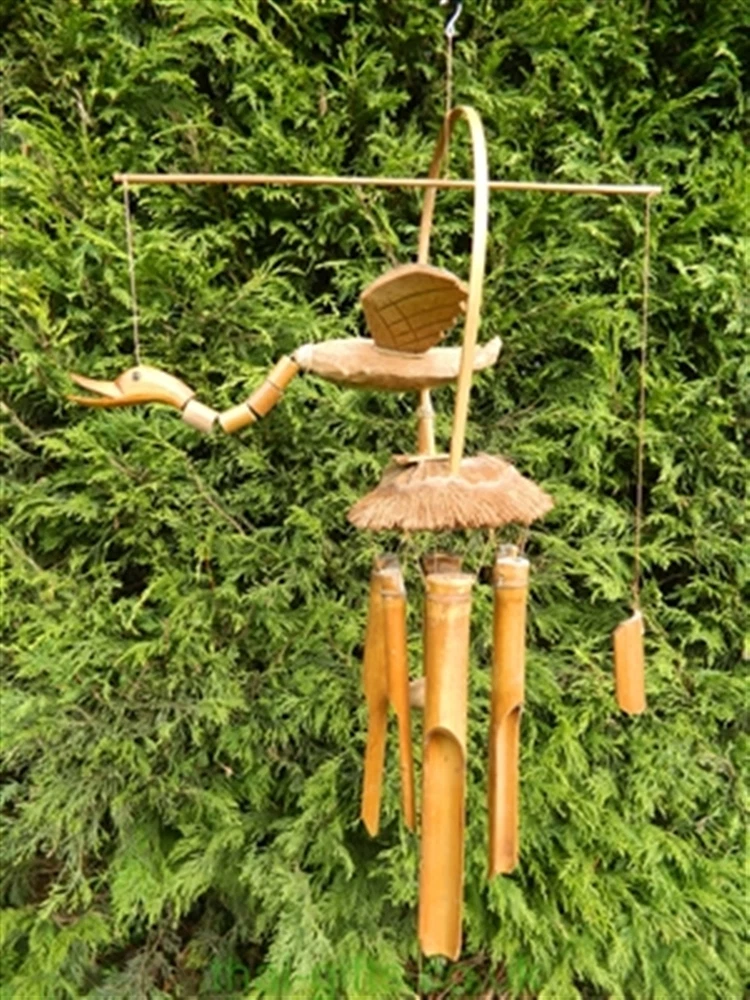Hand Carved Bamboo Windchimes In Assorted Designs