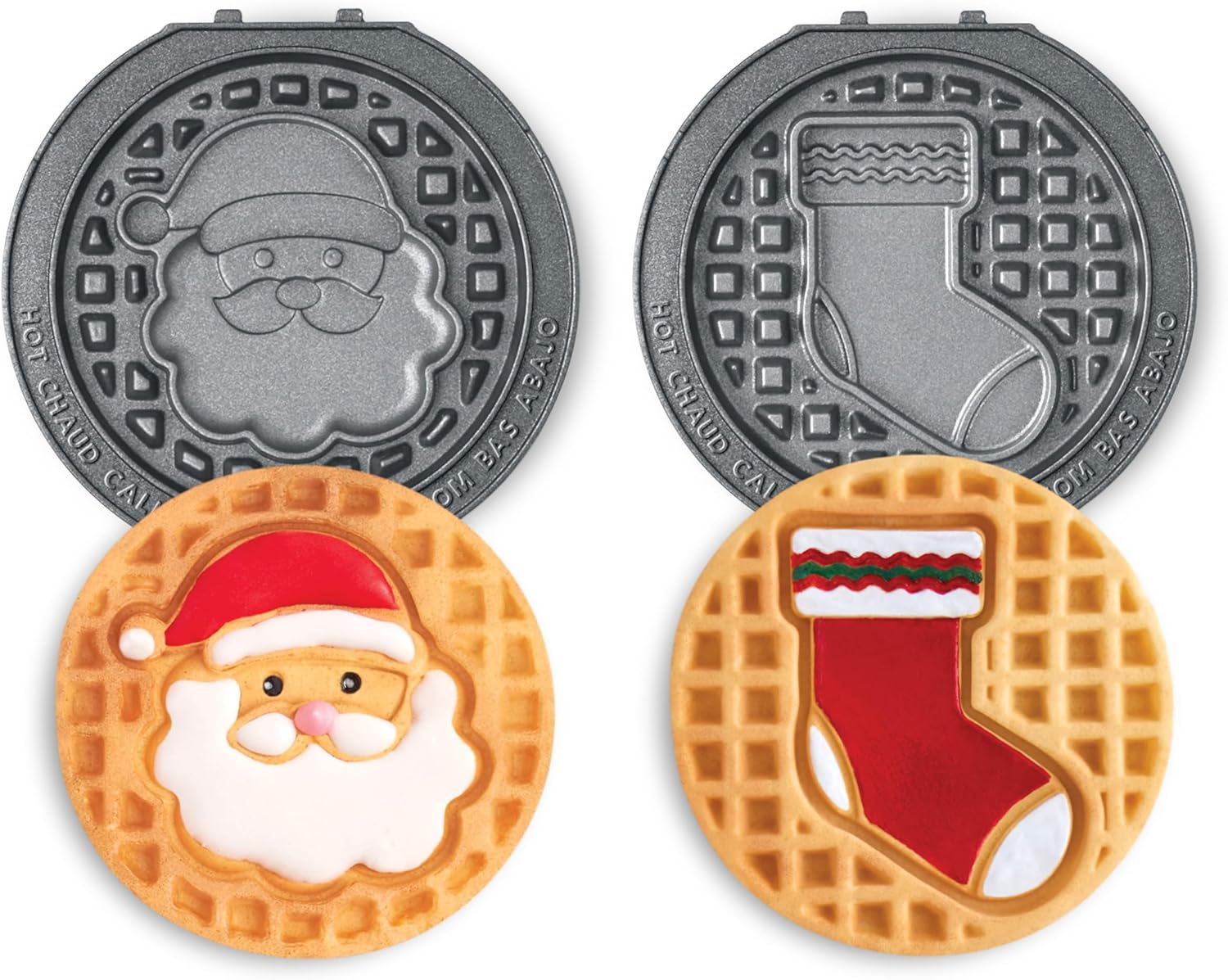 DASH Multimaker Mini System Two 4” Nonstick Removable Waffle Plates Set (Snowman & Tree) - 2Pc Plate Pack for Waffle Iron & Griddle, Compatible with Dash MultiMaker Mini System, Nonstick Surface