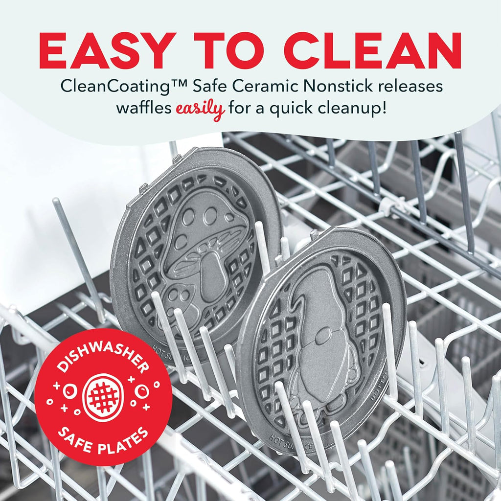 DASH Multimaker Mini System Two 4” Nonstick Removable Waffle Plates Set (Snowman & Tree) - 2Pc Plate Pack for Waffle Iron & Griddle, Compatible with Dash MultiMaker Mini System, Nonstick Surface