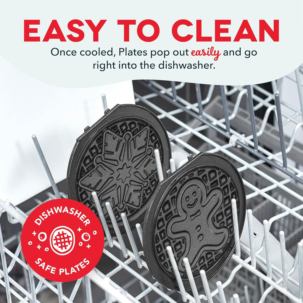 DASH Multimaker Mini System Two 4” Nonstick Removable Waffle Plates Set (Snowman & Tree) - 2Pc Plate Pack for Waffle Iron & Griddle, Compatible with Dash MultiMaker Mini System, Nonstick Surface