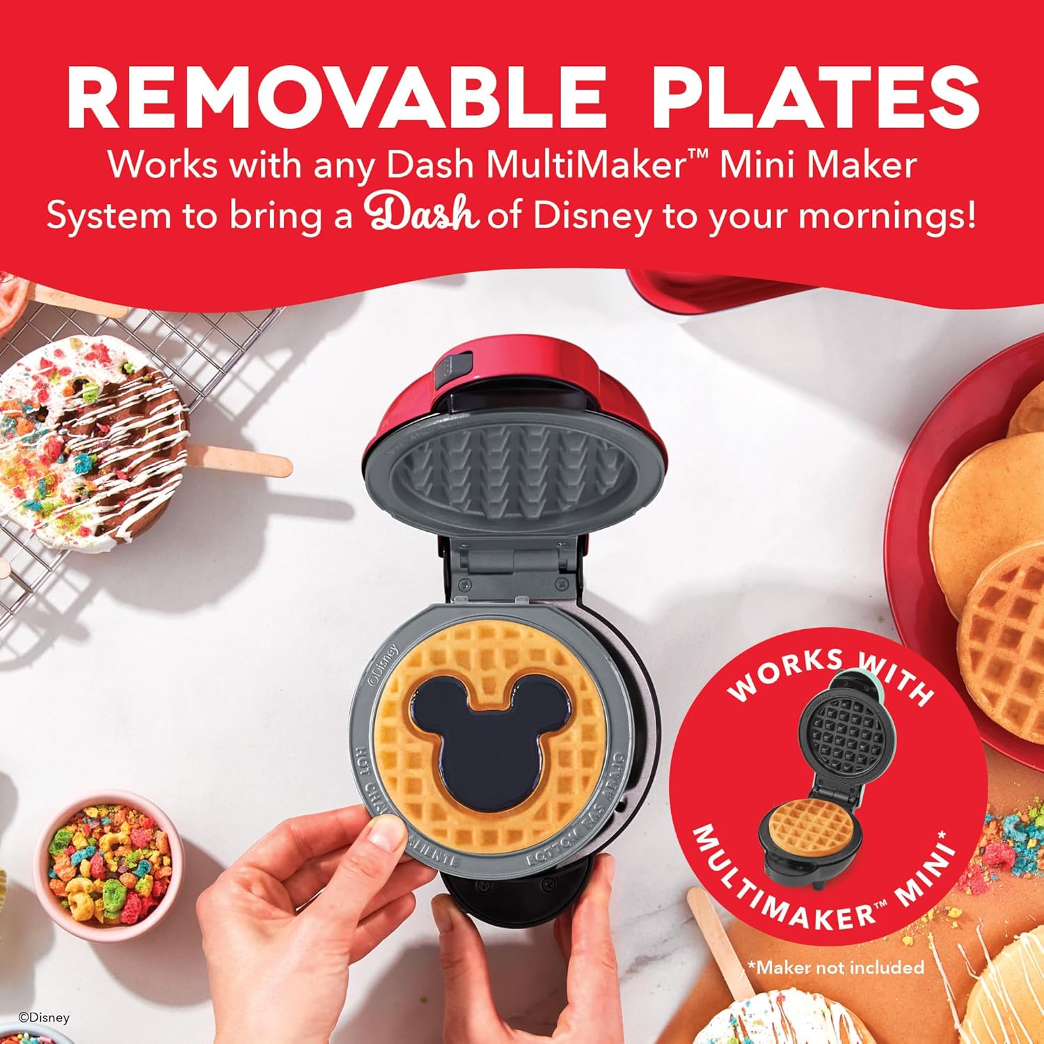 DASH Multimaker Mini System Two 4” Nonstick Removable Waffle Plates Set (Snowman & Tree) - 2Pc Plate Pack for Waffle Iron & Griddle, Compatible with Dash MultiMaker Mini System, Nonstick Surface