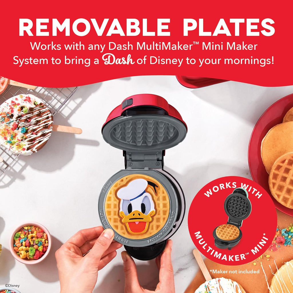 DASH Multimaker Mini System Two 4” Nonstick Removable Waffle Plates Set (Snowman & Tree) - 2Pc Plate Pack for Waffle Iron & Griddle, Compatible with Dash MultiMaker Mini System, Nonstick Surface