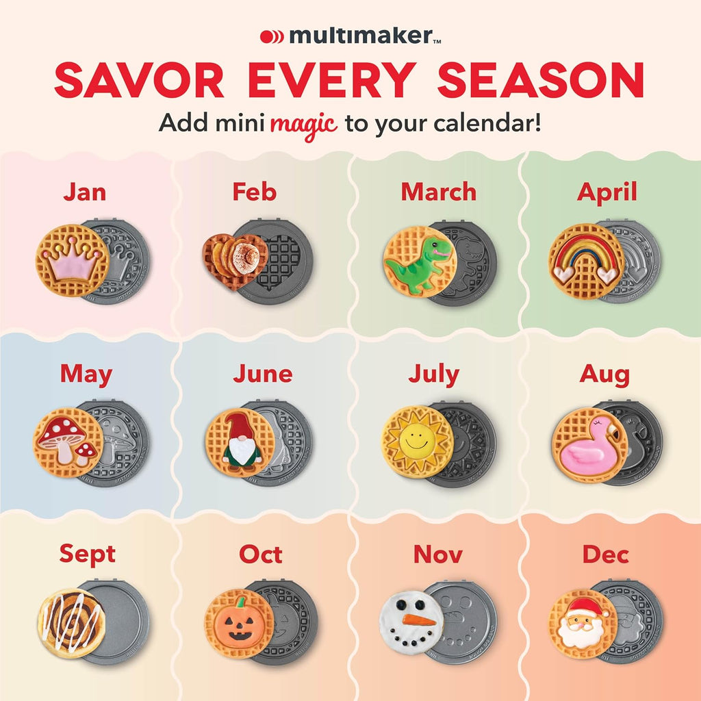 DASH Multimaker Mini System Two 4” Nonstick Removable Waffle Plates Set (Snowman & Tree) - 2Pc Plate Pack for Waffle Iron & Griddle, Compatible with Dash MultiMaker Mini System, Nonstick Surface