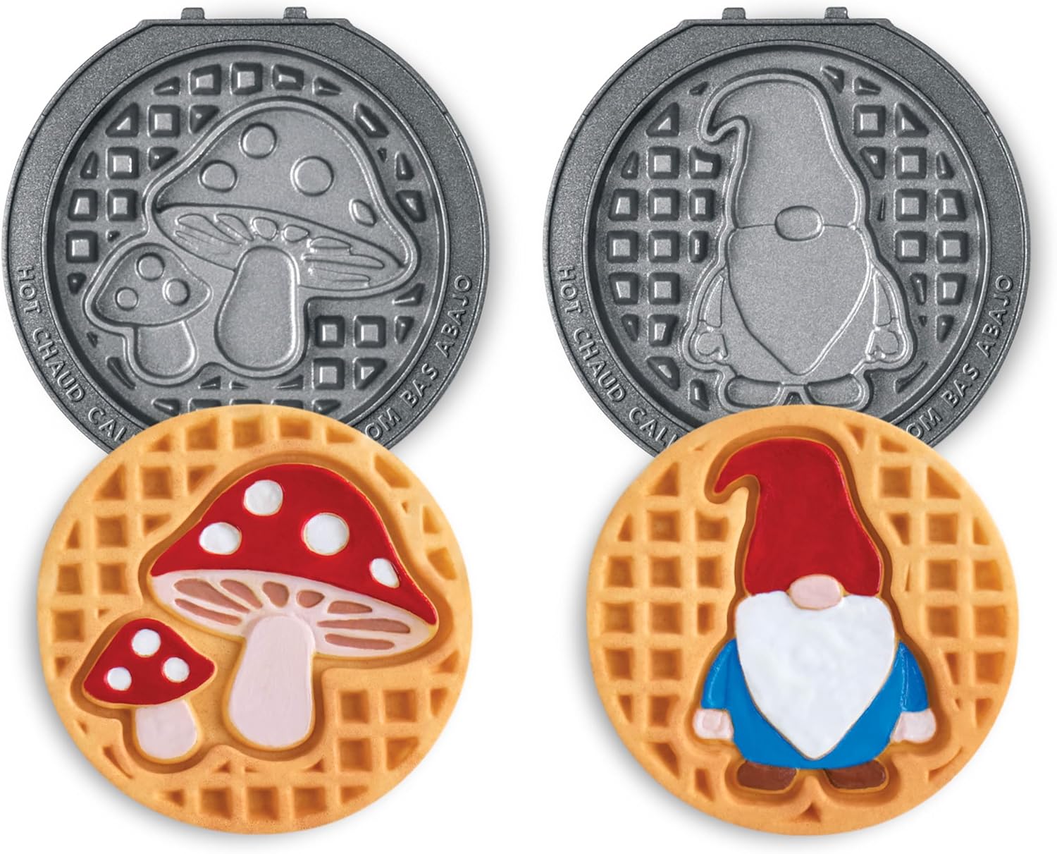 DASH Multimaker Mini System Two 4” Nonstick Removable Waffle Plates Set (Snowman & Tree) - 2Pc Plate Pack for Waffle Iron & Griddle, Compatible with Dash MultiMaker Mini System, Nonstick Surface