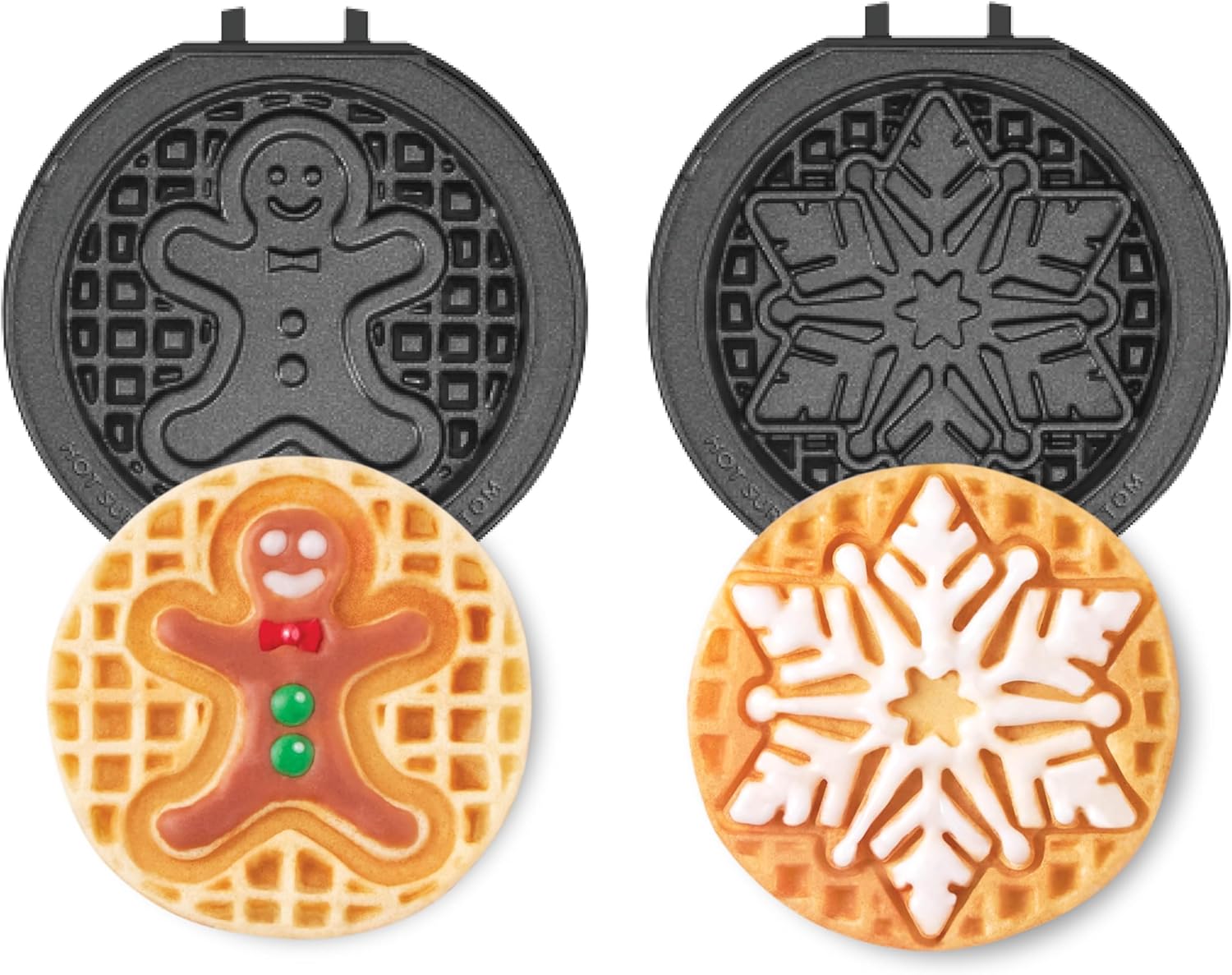 DASH Multimaker Mini System Two 4” Nonstick Removable Waffle Plates Set (Snowman & Tree) - 2Pc Plate Pack for Waffle Iron & Griddle, Compatible with Dash MultiMaker Mini System, Nonstick Surface
