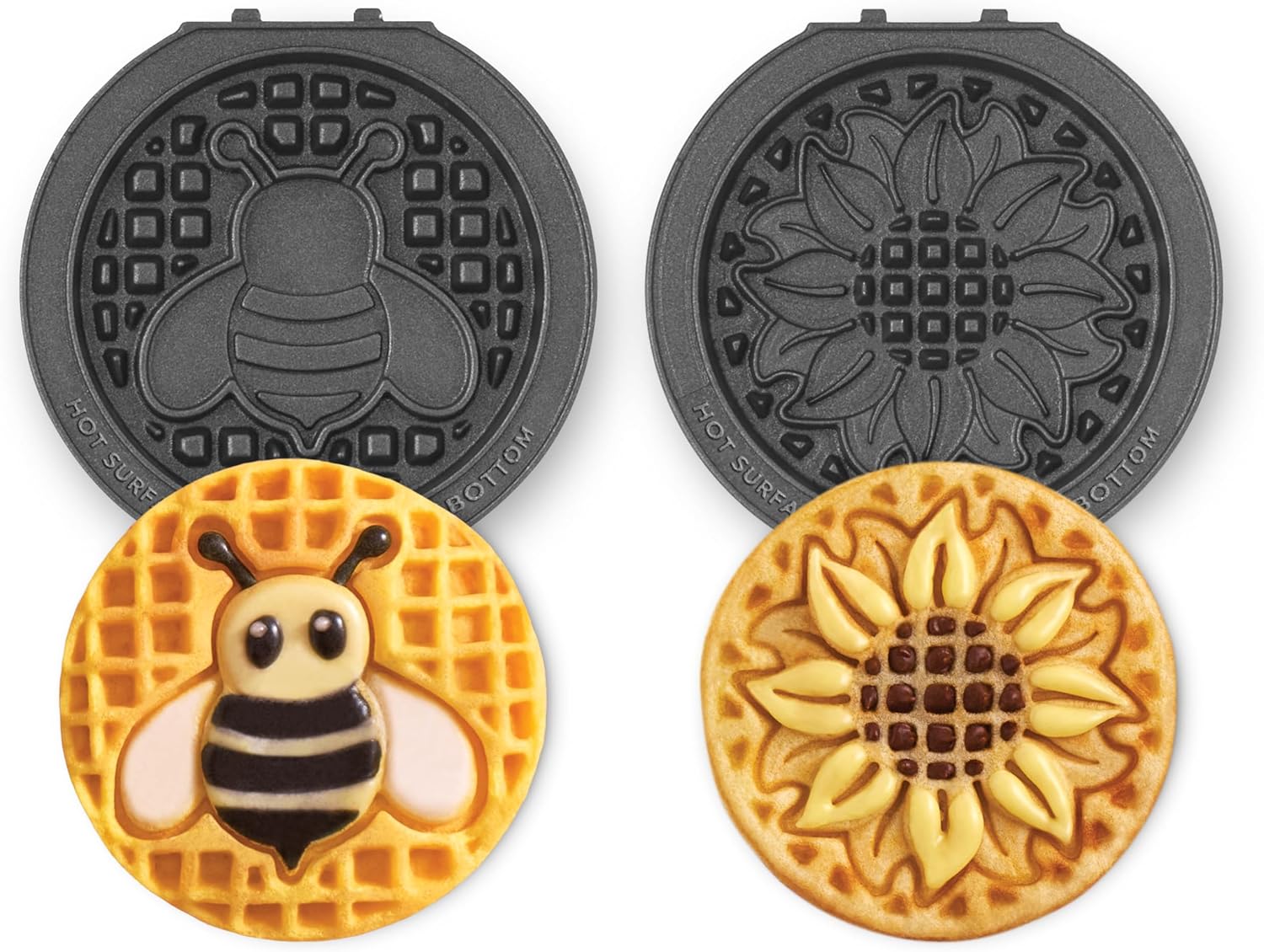 DASH Multimaker Mini System Two 4” Nonstick Removable Waffle Plates Set (Snowman & Tree) - 2Pc Plate Pack for Waffle Iron & Griddle, Compatible with Dash MultiMaker Mini System, Nonstick Surface