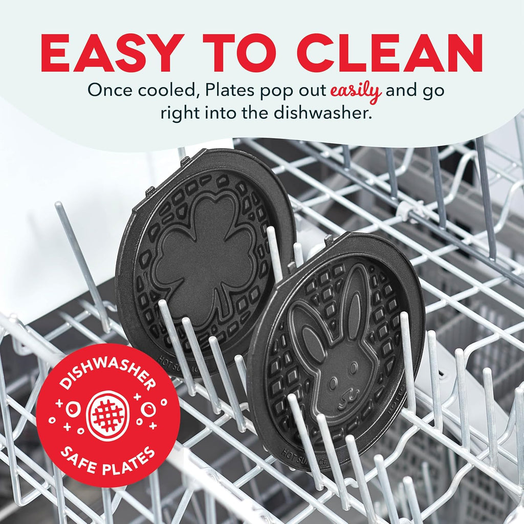 DASH Multimaker Mini System Two 4” Nonstick Removable Waffle Plates Set (Snowman & Tree) - 2Pc Plate Pack for Waffle Iron & Griddle, Compatible with Dash MultiMaker Mini System, Nonstick Surface