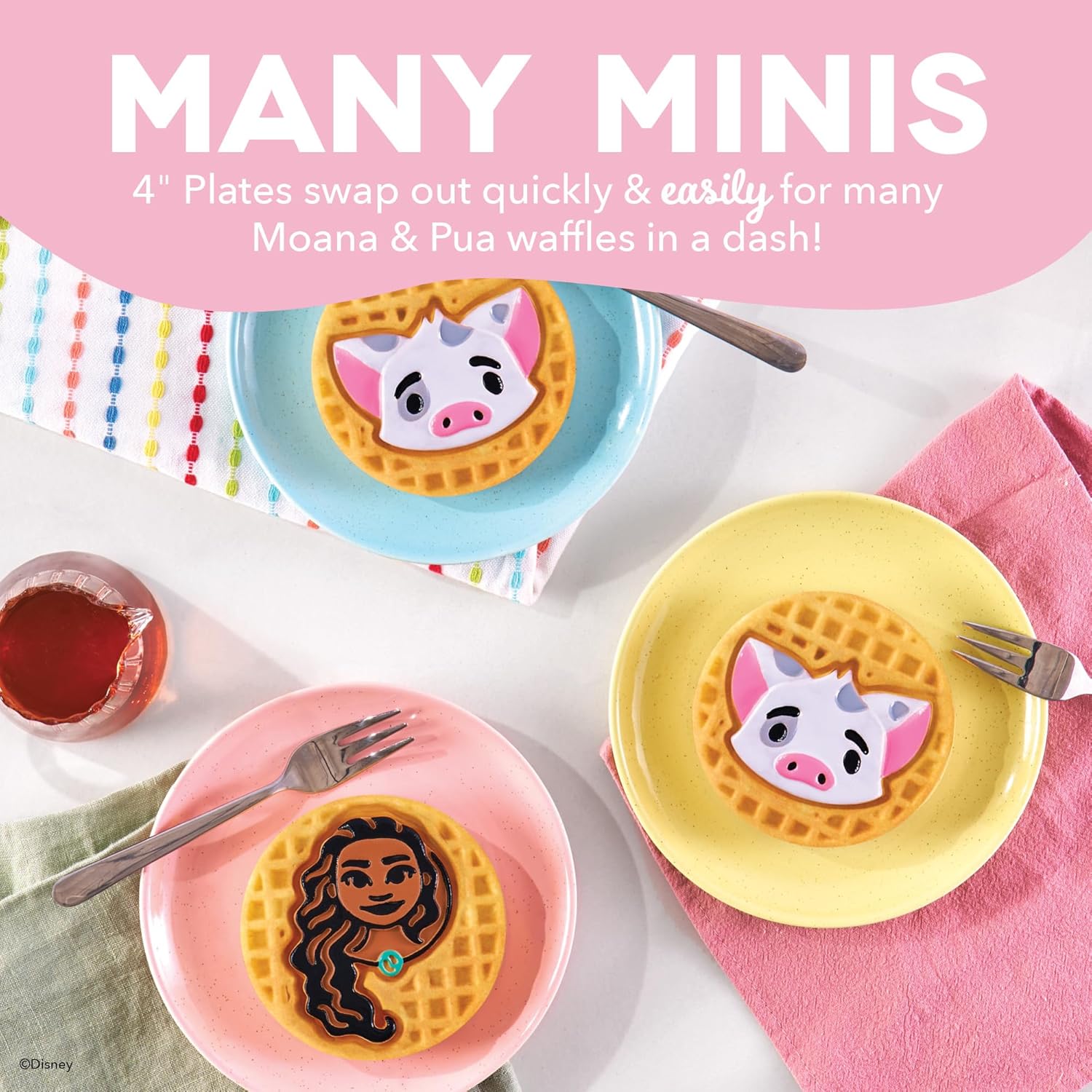 DASH Multimaker Mini System Two 4” Nonstick Removable Waffle Plates Set (Snowman & Tree) - 2Pc Plate Pack for Waffle Iron & Griddle, Compatible with Dash MultiMaker Mini System, Nonstick Surface