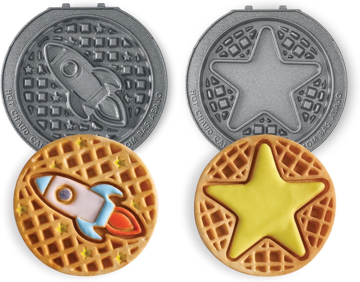 DASH Multimaker Mini System Two 4” Nonstick Removable Waffle Plates Set (Snowman & Tree) - 2Pc Plate Pack for Waffle Iron & Griddle, Compatible with Dash MultiMaker Mini System, Nonstick Surface
