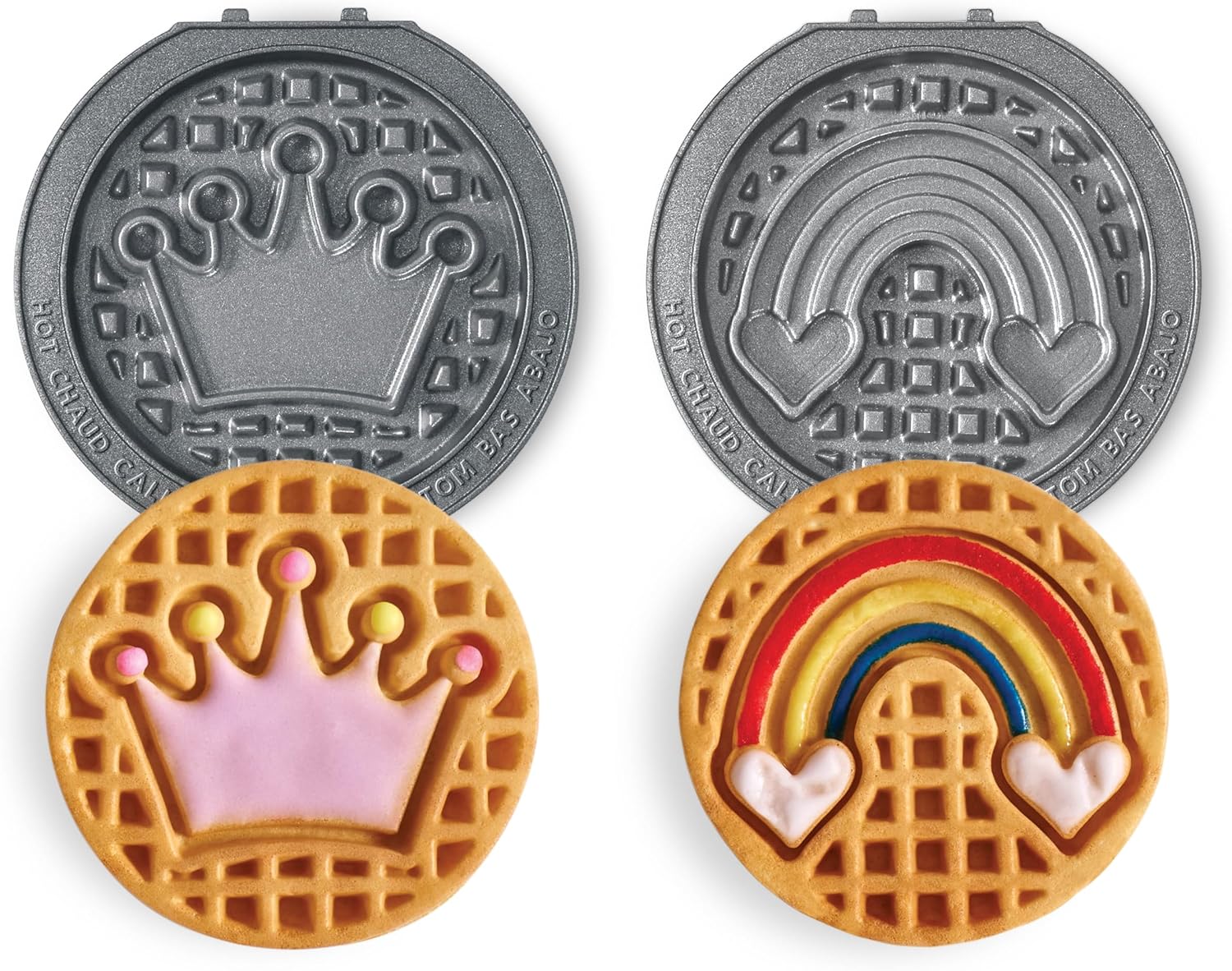 DASH Multimaker Mini System Two 4” Nonstick Removable Waffle Plates Set (Snowman & Tree) - 2Pc Plate Pack for Waffle Iron & Griddle, Compatible with Dash MultiMaker Mini System, Nonstick Surface