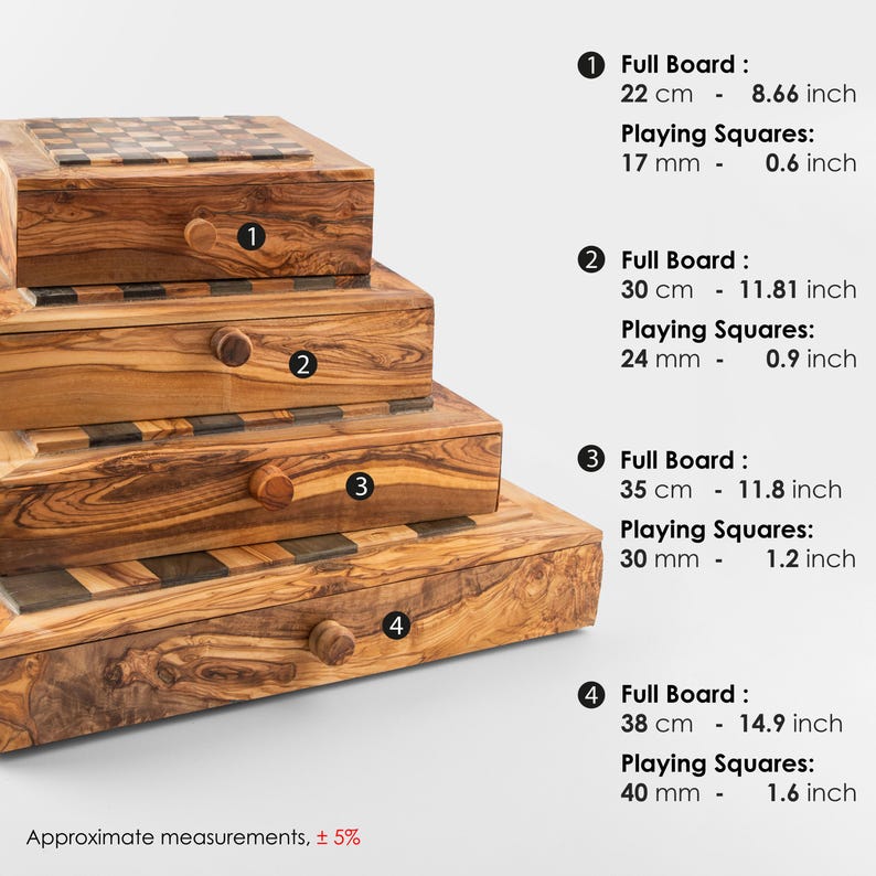 Handmade Olive Wood Chess Set with Storage