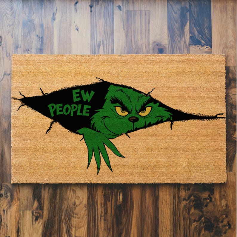 Ew People Doormat, Grinch Doormat, Housewarming Gifts, Christmas Doormat, Holiday Decor, Winter Doormat, Holiday Porch Decor, Christmas Gift