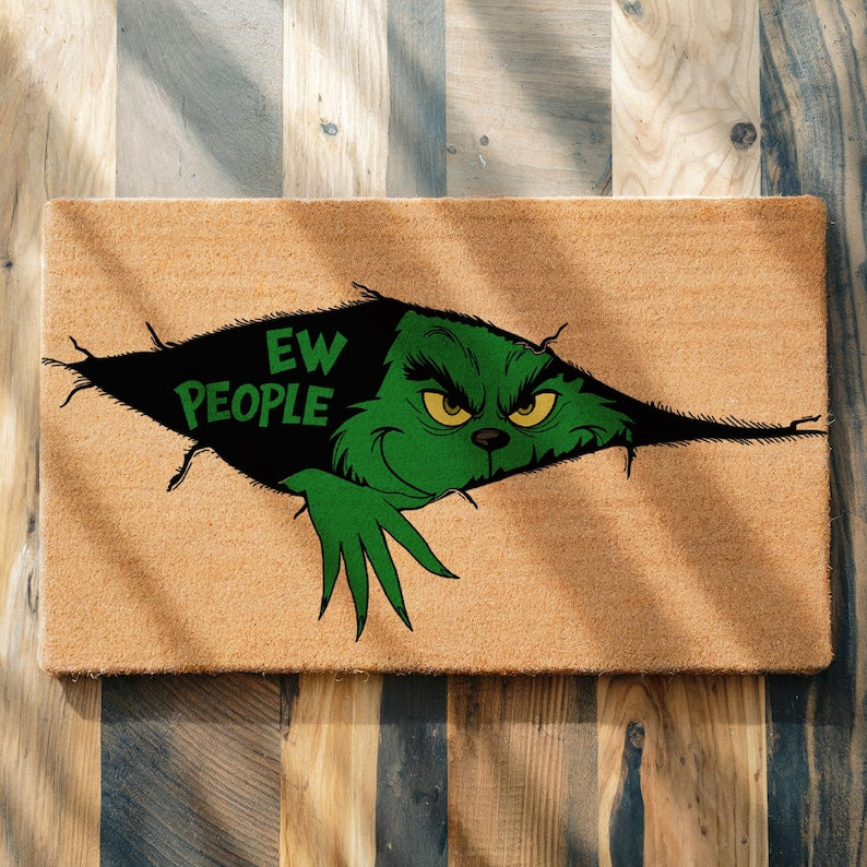 Ew People Doormat, Grinch Doormat, Housewarming Gifts, Christmas Doormat, Holiday Decor, Winter Doormat, Holiday Porch Decor, Christmas Gift