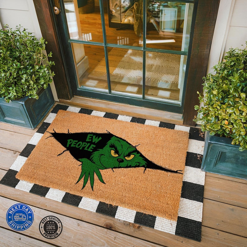 Ew People Doormat, Grinch Doormat, Housewarming Gifts, Christmas Doormat, Holiday Decor, Winter Doormat, Holiday Porch Decor, Christmas Gift