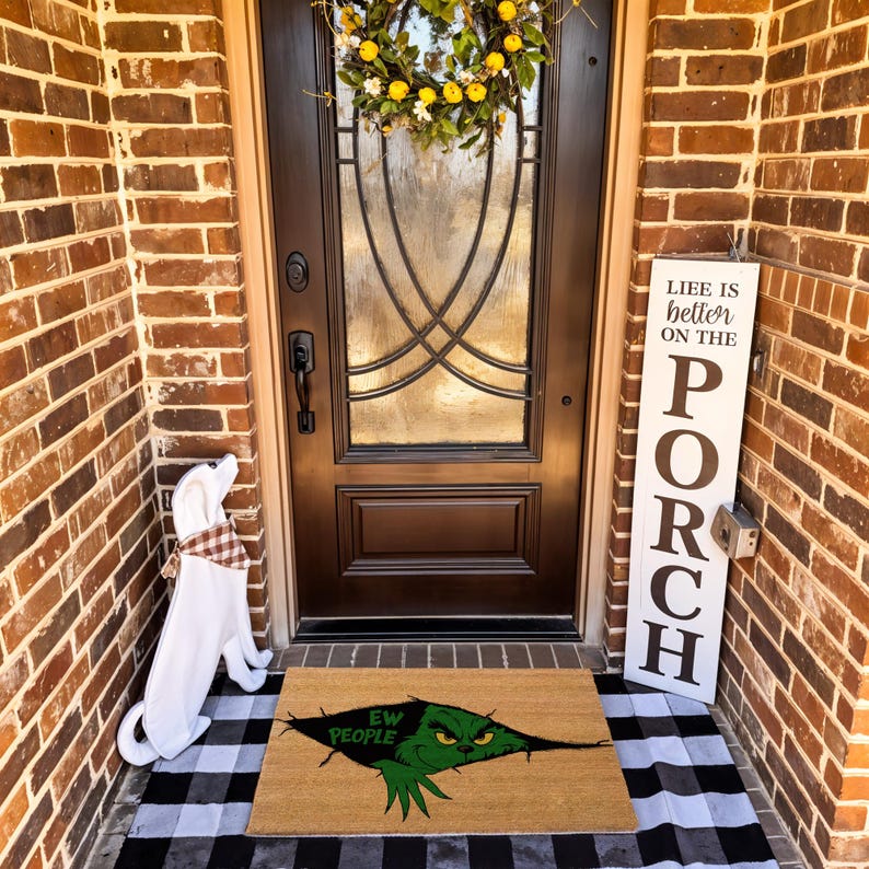 Ew People Doormat, Grinch Doormat, Housewarming Gifts, Christmas Doormat, Holiday Decor, Winter Doormat, Holiday Porch Decor, Christmas Gift