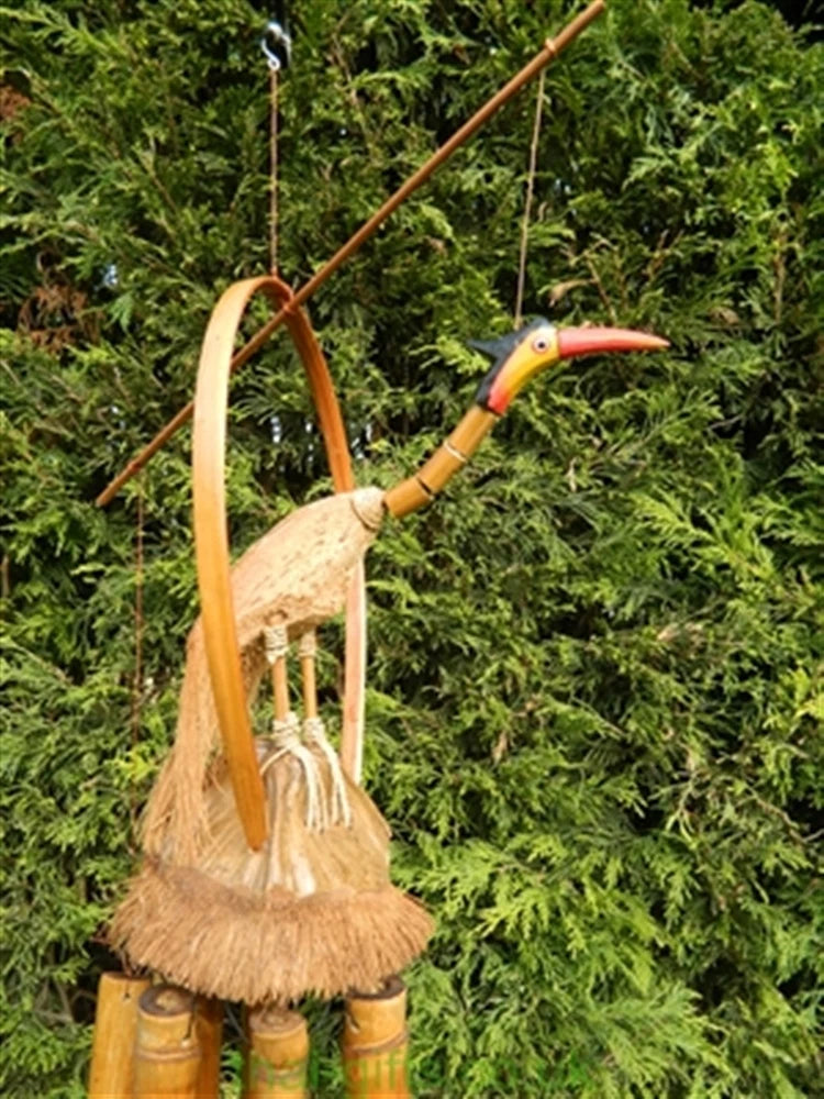 Hand Carved Bamboo Windchimes In Assorted Designs