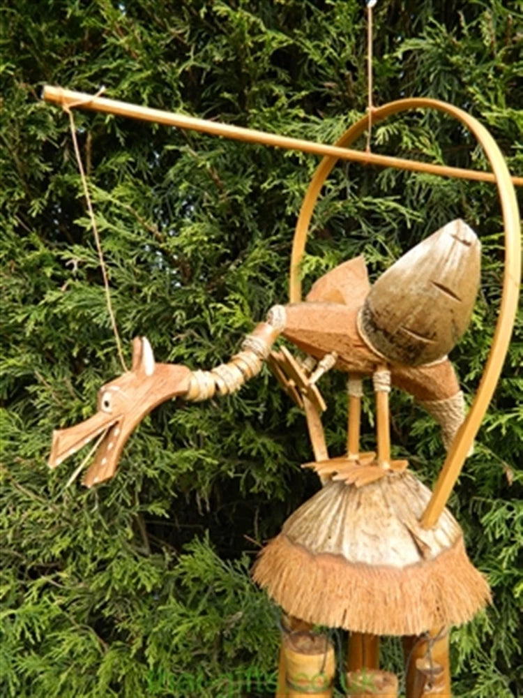 Hand Carved Bamboo Windchimes In Assorted Designs