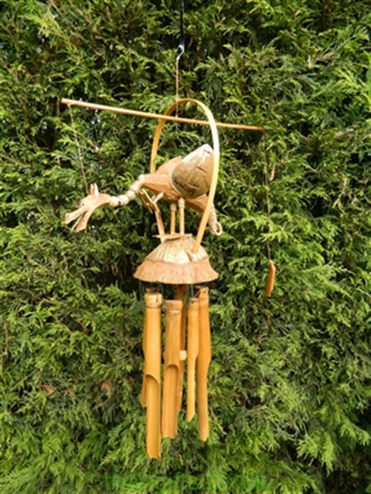 Hand Carved Bamboo Windchimes In Assorted Designs