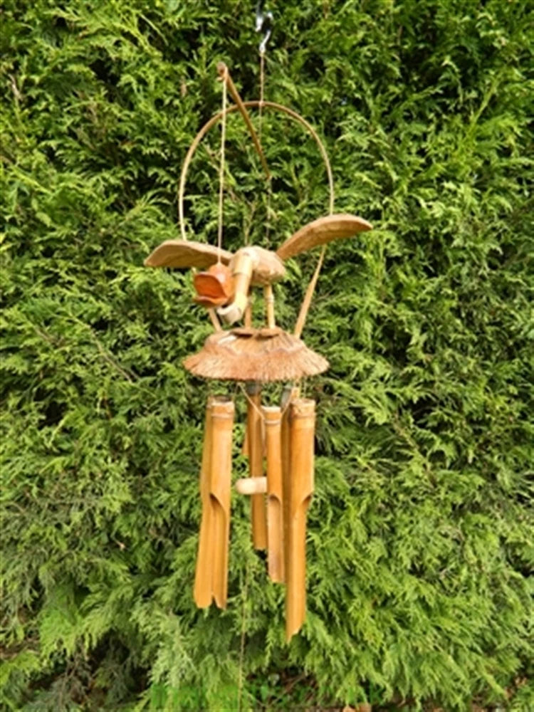 Hand Carved Bamboo Windchimes In Assorted Designs